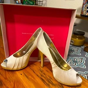White satin Platform heels